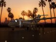 Heart Aerospace hybrid-electric demonstrator at sunset, surrounded by palm trees in LA